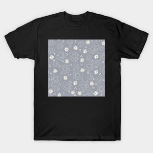 Botanical Light Gray and White Pattern T-Shirt